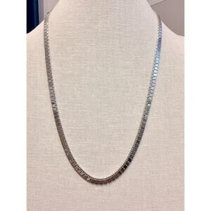 Vintage Signed Monet Silver Tone Collar Necklace 24”